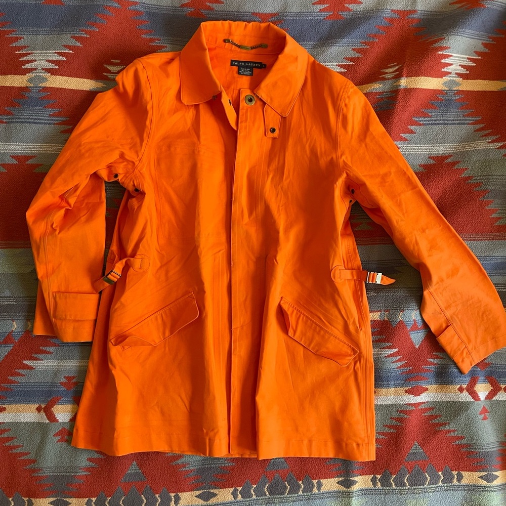 RALPH LAUREN BLUE LABEL Vintage Cotton‎ Blend Weather Coat in Orange Size L